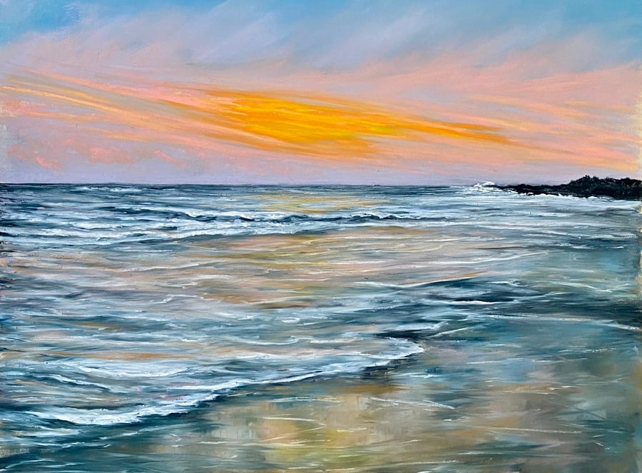 A4 Digital Print. Newton Stead Sunset from my Original Art