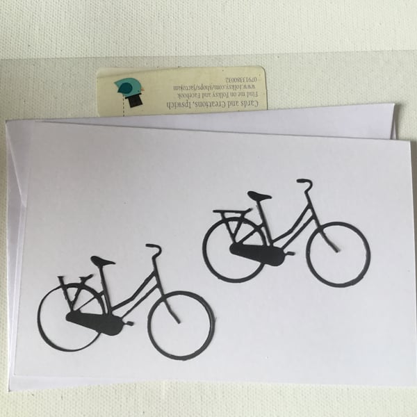 Blank card. pair of bicycles. Cycles. Handmade., 23004