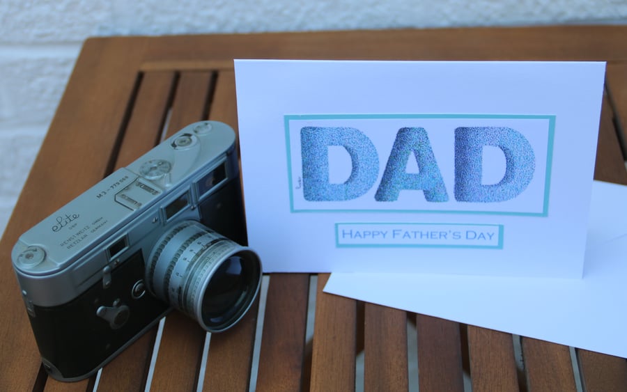 DAD, Father's Day card, pontillism, 7x5" card & envelope