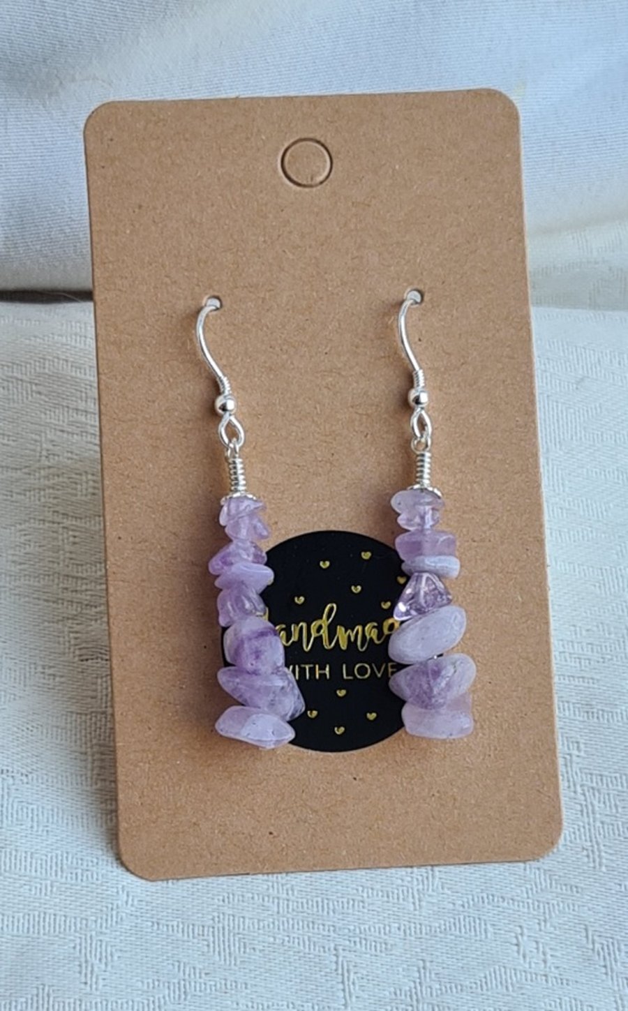Gorgeous Lilac Cape Amethyst Chip Bead Earrings - Sterling Silver - 5cm length 