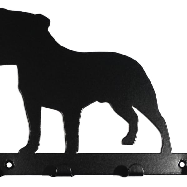 Staffordshire Bull Terrier (Staffie) Silhouette Key Hook Rack - metal wall art