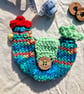 Rainbow chicken pouch cotton coin purse, Birthday gift, Christmas gift