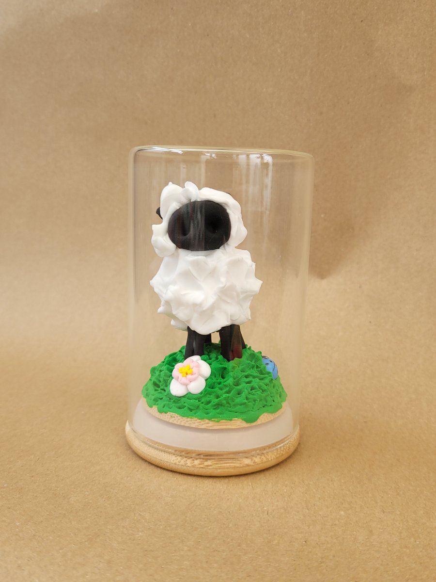 Thinking of Ewe Large Bloom, handmade ornament in glass jar 