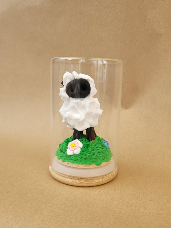 Thinking of Ewe Large Bloom, handmade ornament in glass jar 