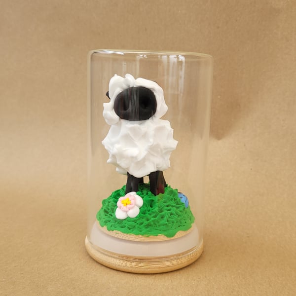 Thinking of Ewe Large Bloom, handmade ornament in glass jar 