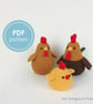 PATTERN BUNDLE - 3 PDFs: crochet hen, rooster, chicken patterns - farm birds