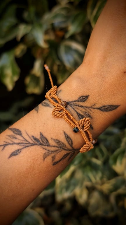 Autumn leaf bracelet set with Pietersite in light brown