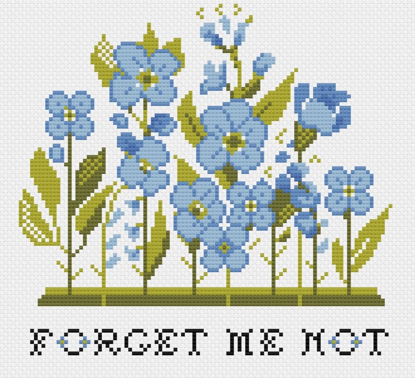 138 - Forget-Me-Not Blue Tiny Wild Flower Meadow - Cross Stitch Pattern