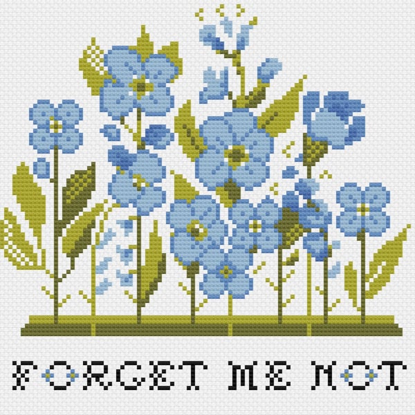 138 - Forget-Me-Not Blue Tiny Wild Flower Meadow - Cross Stitch Pattern