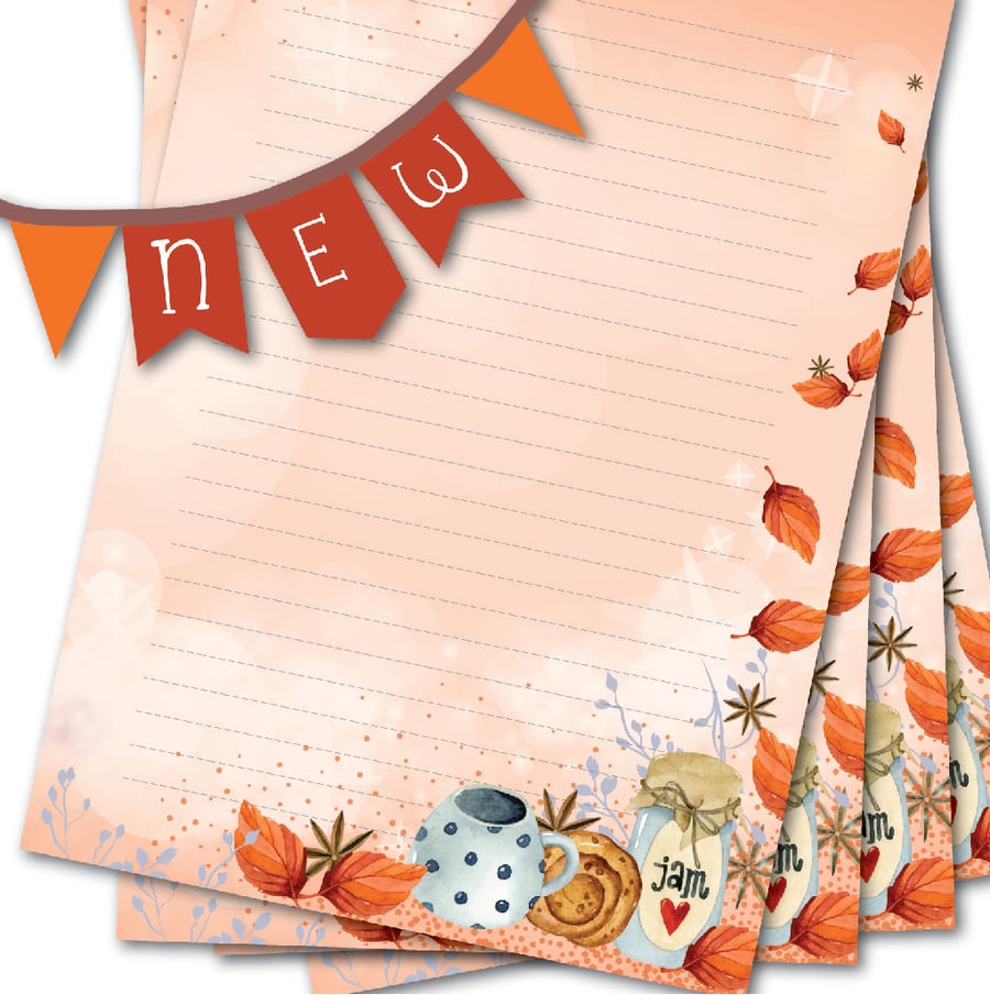 Letter Writing Paper Homemade Jam, autumnal stationery, pretty notepaper