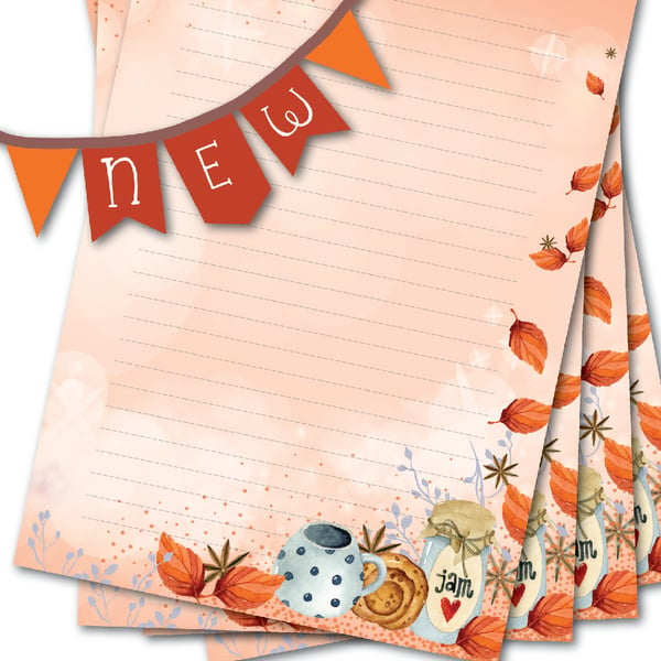 Letter Writing Paper Homemade Jam, autumnal stationery, pretty notepaper