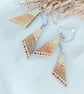 Floral Boho Teardrop Earrings – Golden & Pink Washi Tape Dangles, Free Postage - Image 3