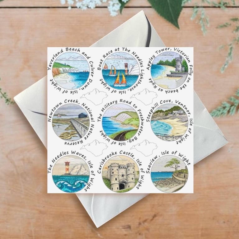Isle of Wight Art Greetings Card featuring Island locations