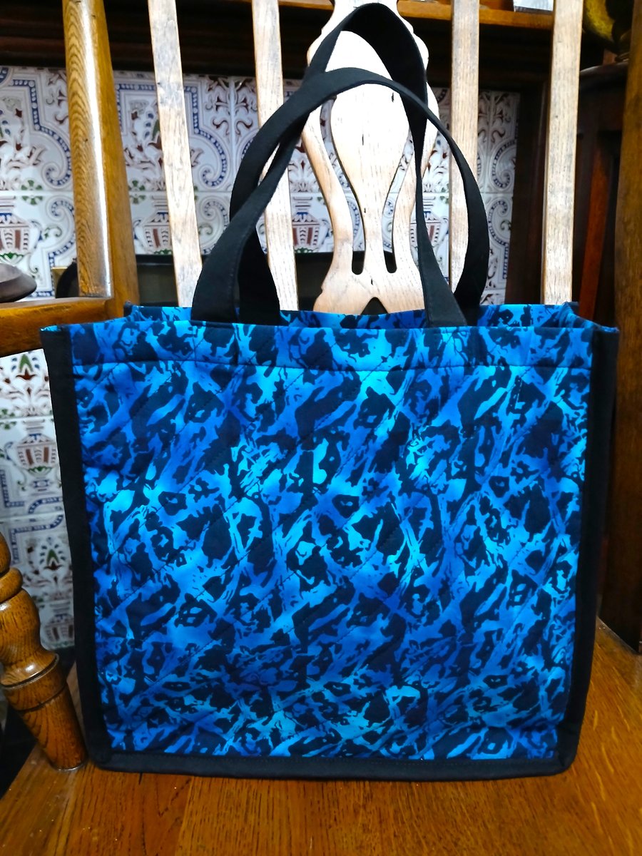 Bags, Small Lightweight Shopper in Blue and Black