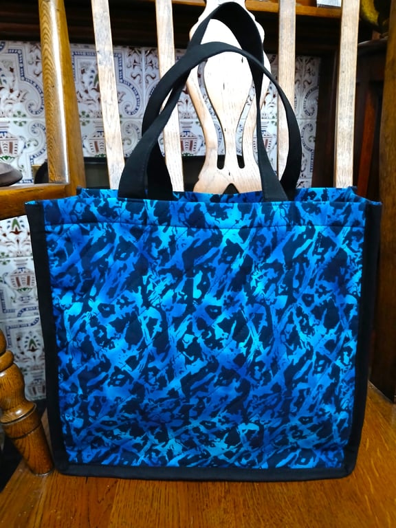 Bags, Small Lightweight Shopper in Blue and Black