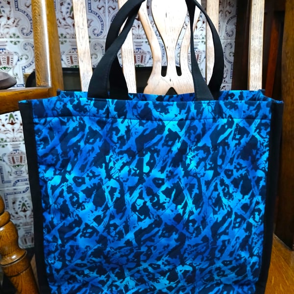 Bags, Small Lightweight Shopper in Blue and Black