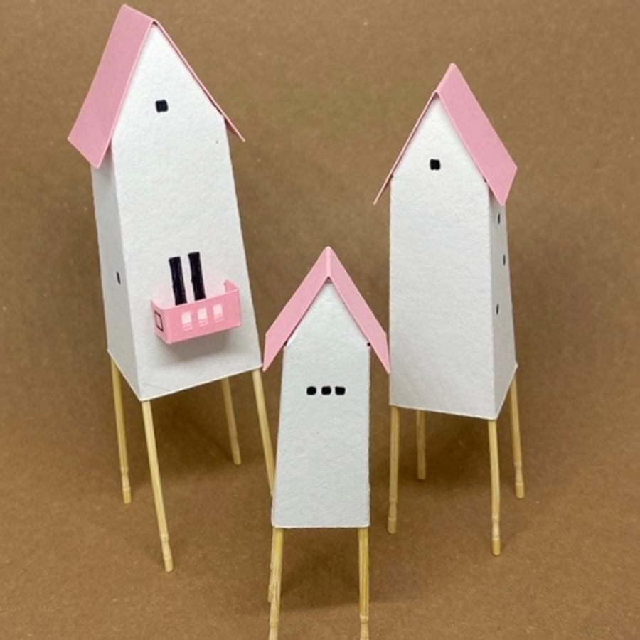 Three Houses on Stilts Kit - pink