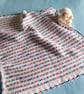 Handmade Crochet Baby Blanket White Multicolour Pram Blanket
