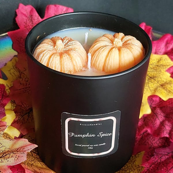 Pumpkin Spice Scented CandleLuxury Matt Black JarHighly Scented Handcrafted Soy 