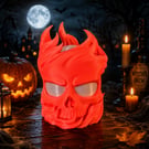 Glow in the Dark Flaming Skull Lamp  Unique 3D Printed LED Night Light Halloween