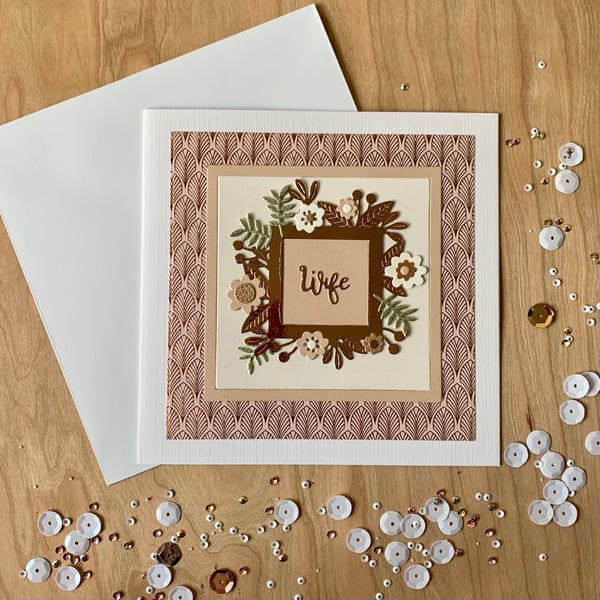 Handmade Wife Floral Frame Birthday Card