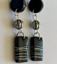 Stunning Black Metal-Wrap Drop Earrings - Image 3