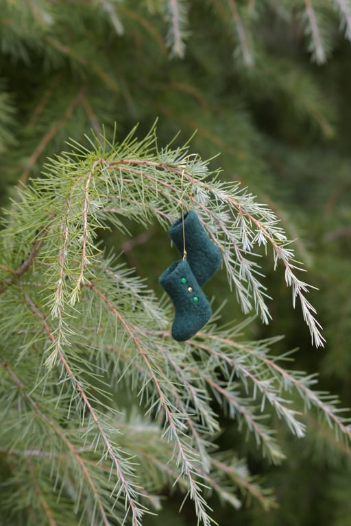 Handmade Felted Wool Christmas Stocking Ornaments