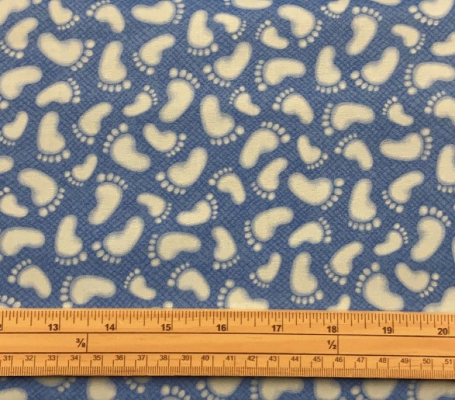 Fat Quarter A Miracle Blue Baby Feet Allover 100% Cotton Fabric