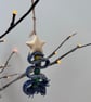 One of a kind, handmade Christmas tree decoration from pre-loved denim and felt
