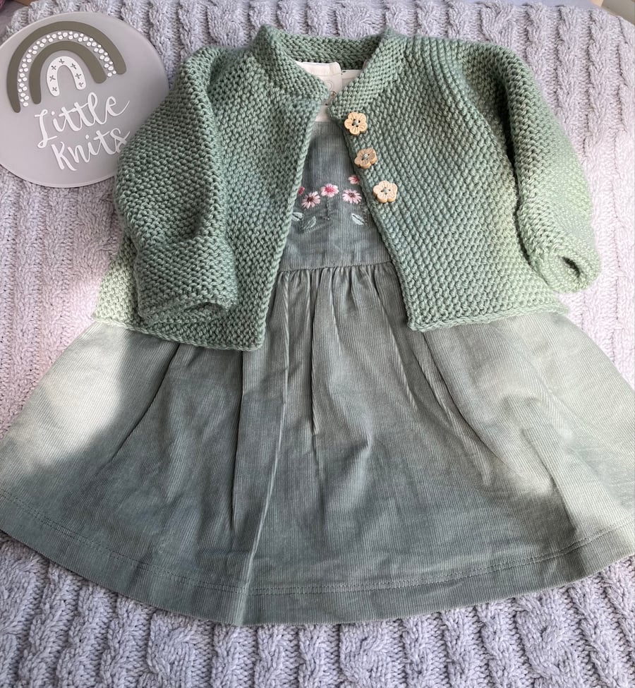 Hand knitted ‘Lilly’ Baby Girl’s Cardigan (3-6 months)