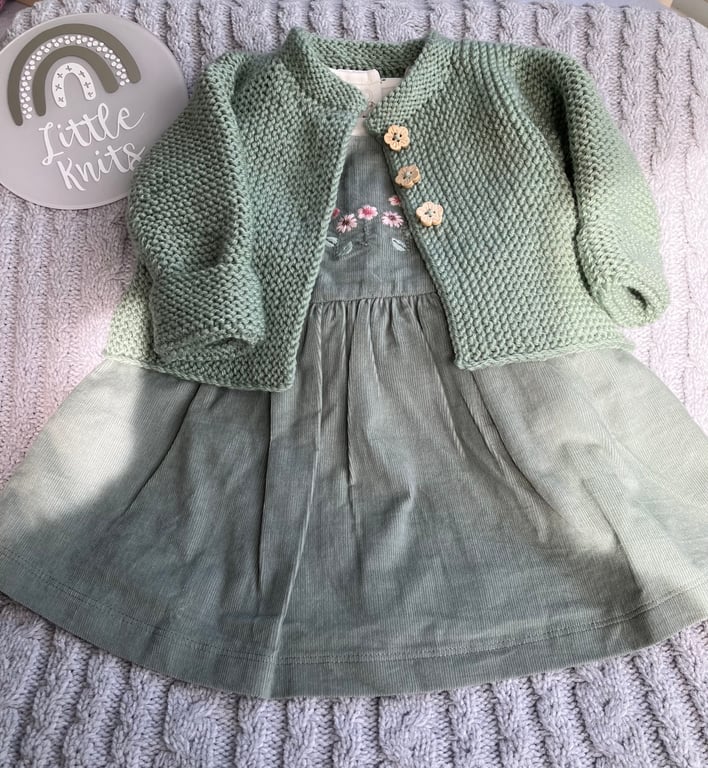 Hand knitted ‘Lilly’ Baby Girl’s Cardigan (3-6 months)
