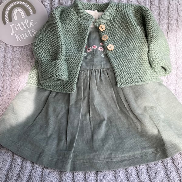 Hand knitted ‘Lilly’ Baby Girl’s Cardigan (3-6 months)