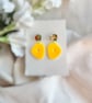 Bright Yellow Acrylic and Glitter Confetti Earrings - Image 5