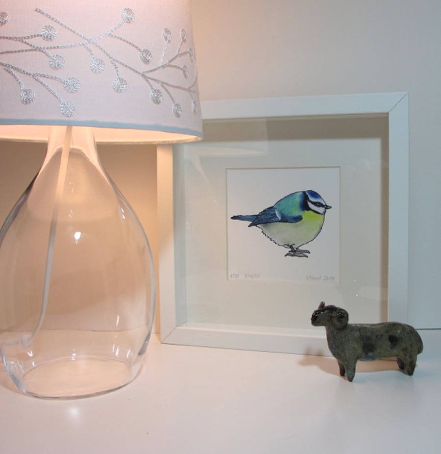 Blue Tit Print - Framed and Mounted (can be personalised)