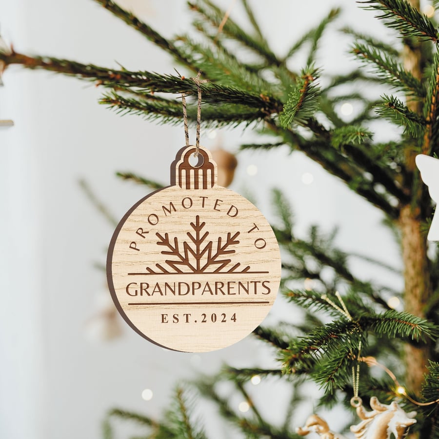 Promoted To Grandparents - Pregnancy Announcement Christmas Bauble Gift