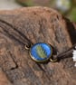 Adjustable Resin Bracelet with Pressed Silverweed Leaf, Blue, Waxed Cotton Cord - Image 3