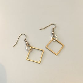 Brass Squares earrings, brass jewellery, geometric earrings, brass earrings