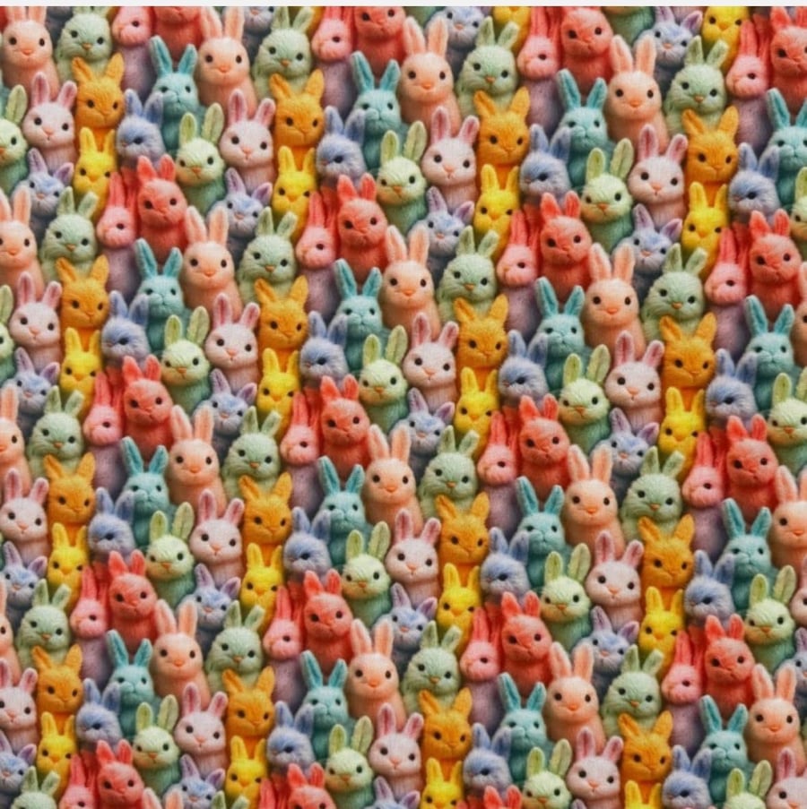 polycotton fabric material 3d digitally printed bunny bunnies
