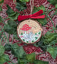 Mouse hand-painted Christmas log slice decoration  - Image 9
