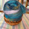 100% Wool Art Batt. Blue & Yellow