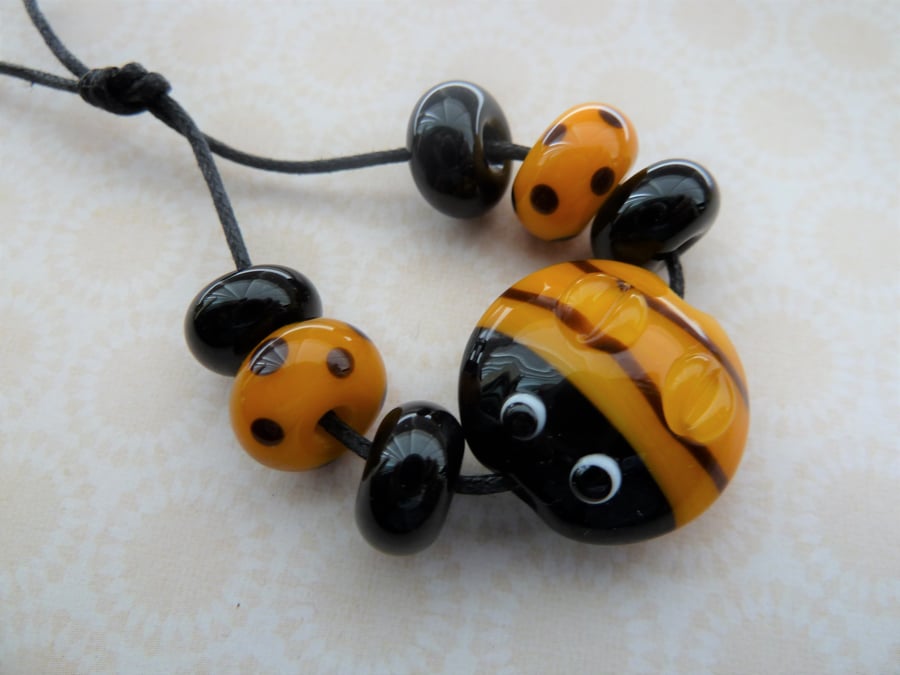 handmade lampwork bee bead set