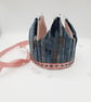 Teal velvet and pink crown, children's princess dress up accessories.   - Image 1