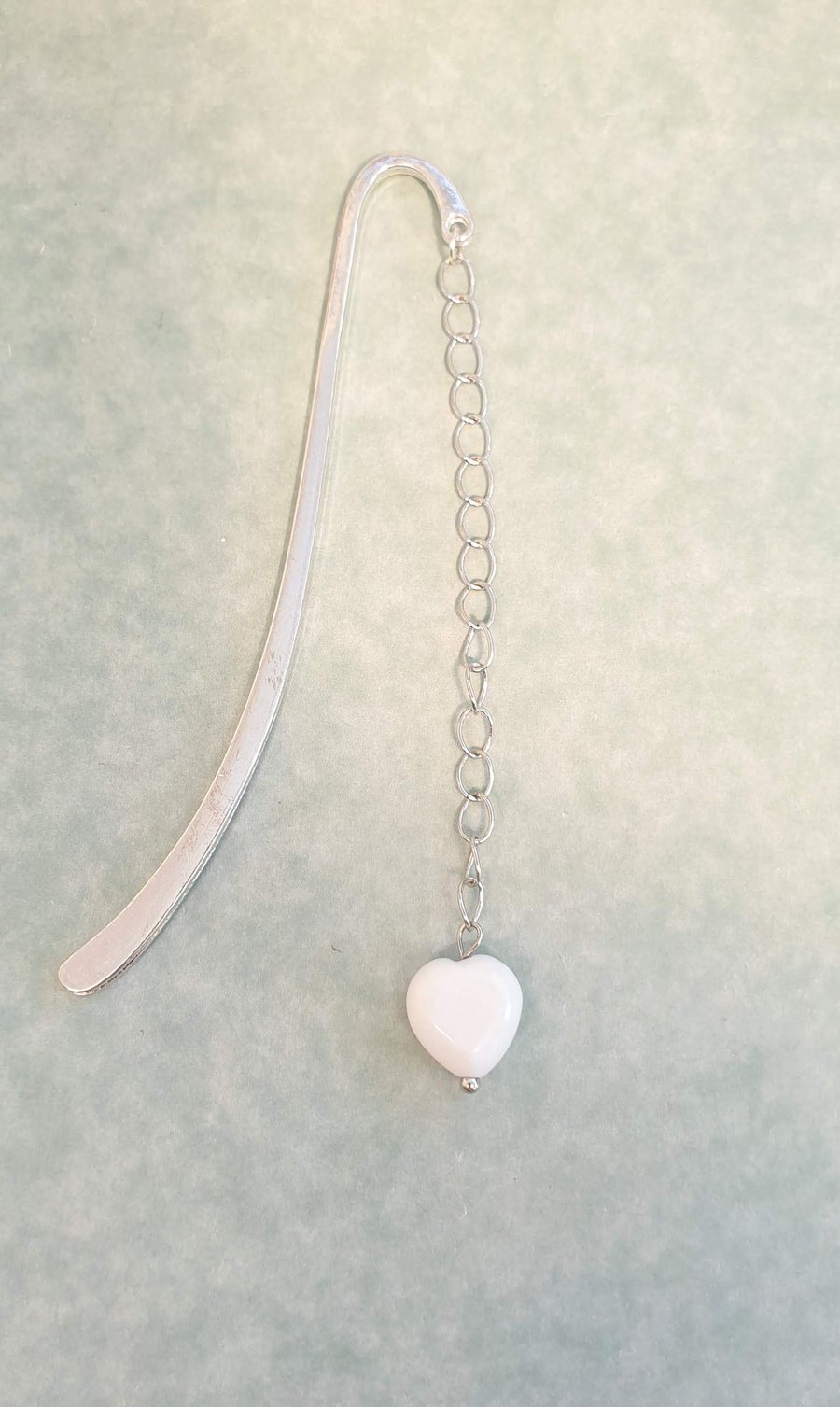 Silver-Plated Bookmark with Gem Stone Heart  