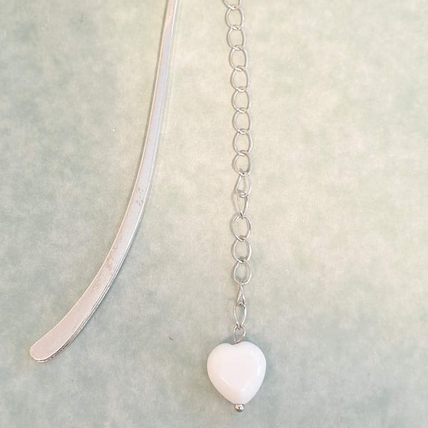 Silver-Plated Bookmark with Gem Stone Heart  