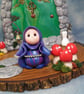 Tiny Garden Gnome 'Rich' with piglet OOAK Sculpt Ann Galvin