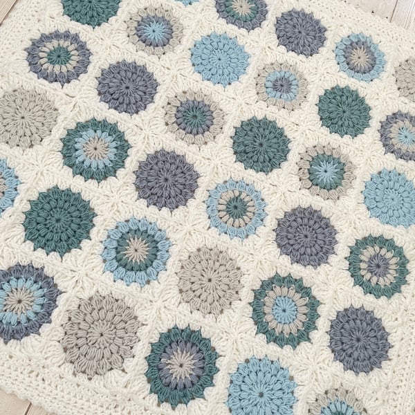 Blue Baby Blanket - Handmade - Crochet - New Baby Keepsake