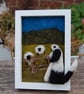  Needle felt picture - Border Collie  sheepdog puppy watching  sheep .   - Image 2