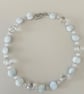Handmade Light Blue Stone Necklace with Clear Glass Beads - One of a Kind