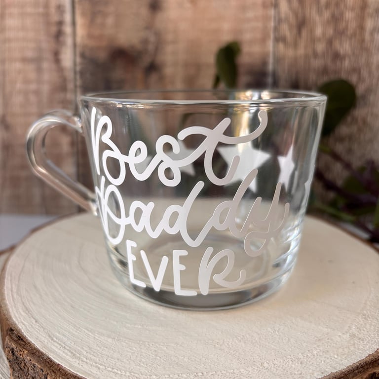Daddy Ever Glass Coffee Mug, Calligraphy Father's Day Gift