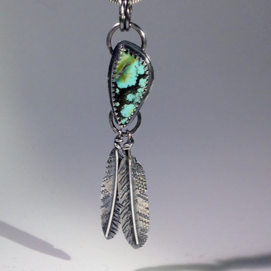 American Turquoise Feather pendant 1 gift